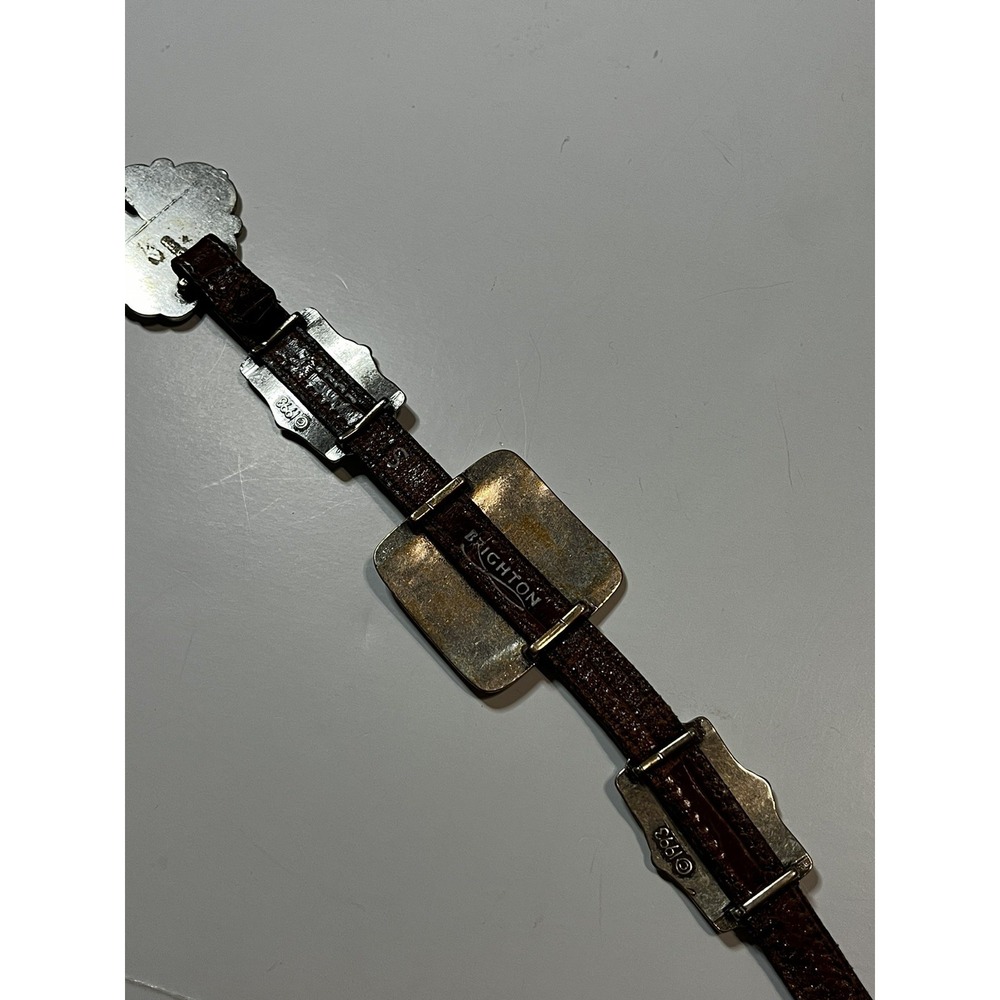 Brighton Concho Belt M Brown Leather Silver-Tone Medallion Western Vintage 1993 - Picture 8 of 9
